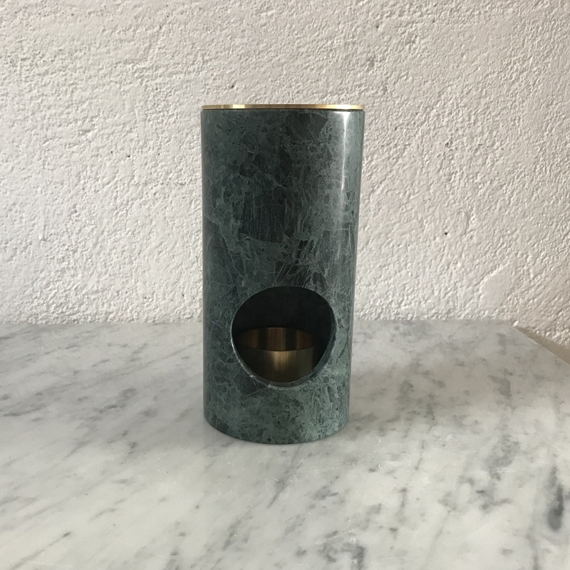 Beige travertine Carrara white Green marble holder incense oil burner