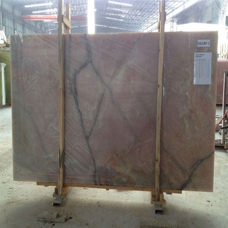 Polished Pink Onyx Marble Slab And Floor Tile