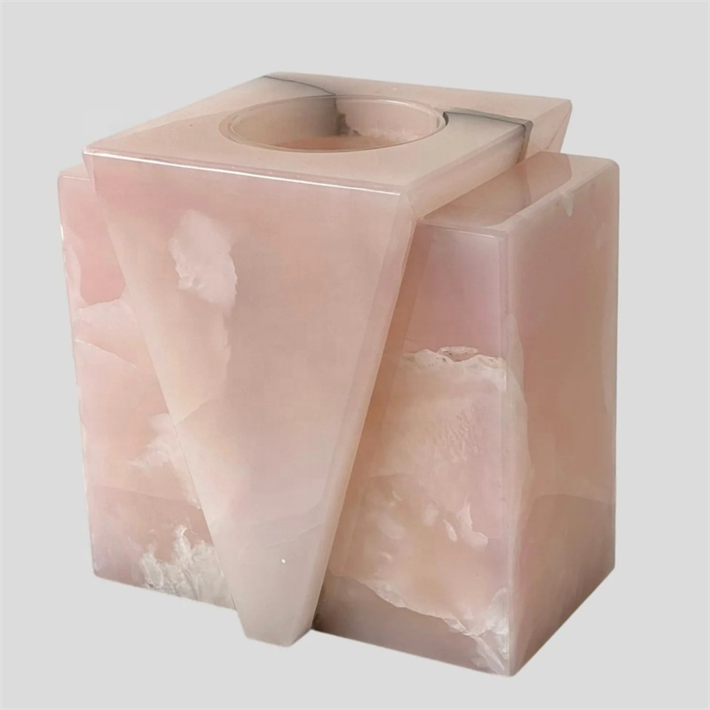 Natural stone Pink onyx table vase onyx flower vase