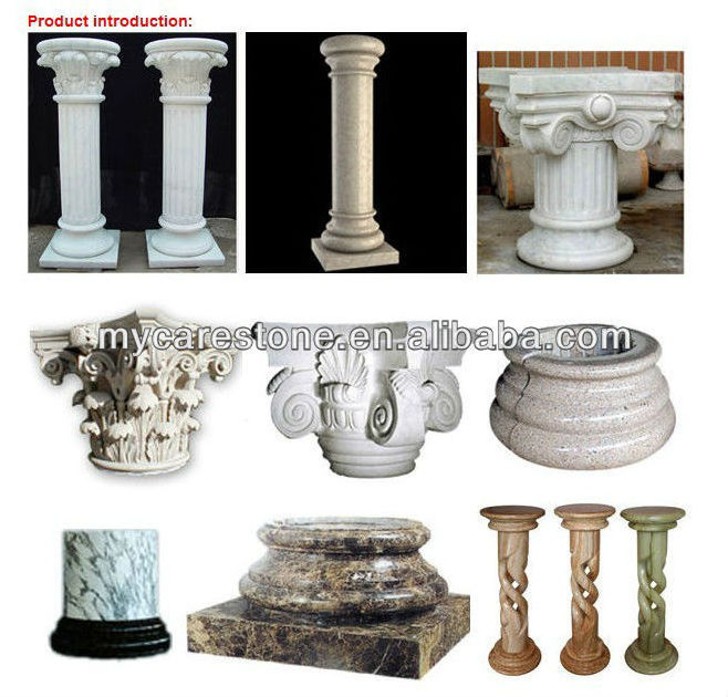 Carved marble and granite stone column