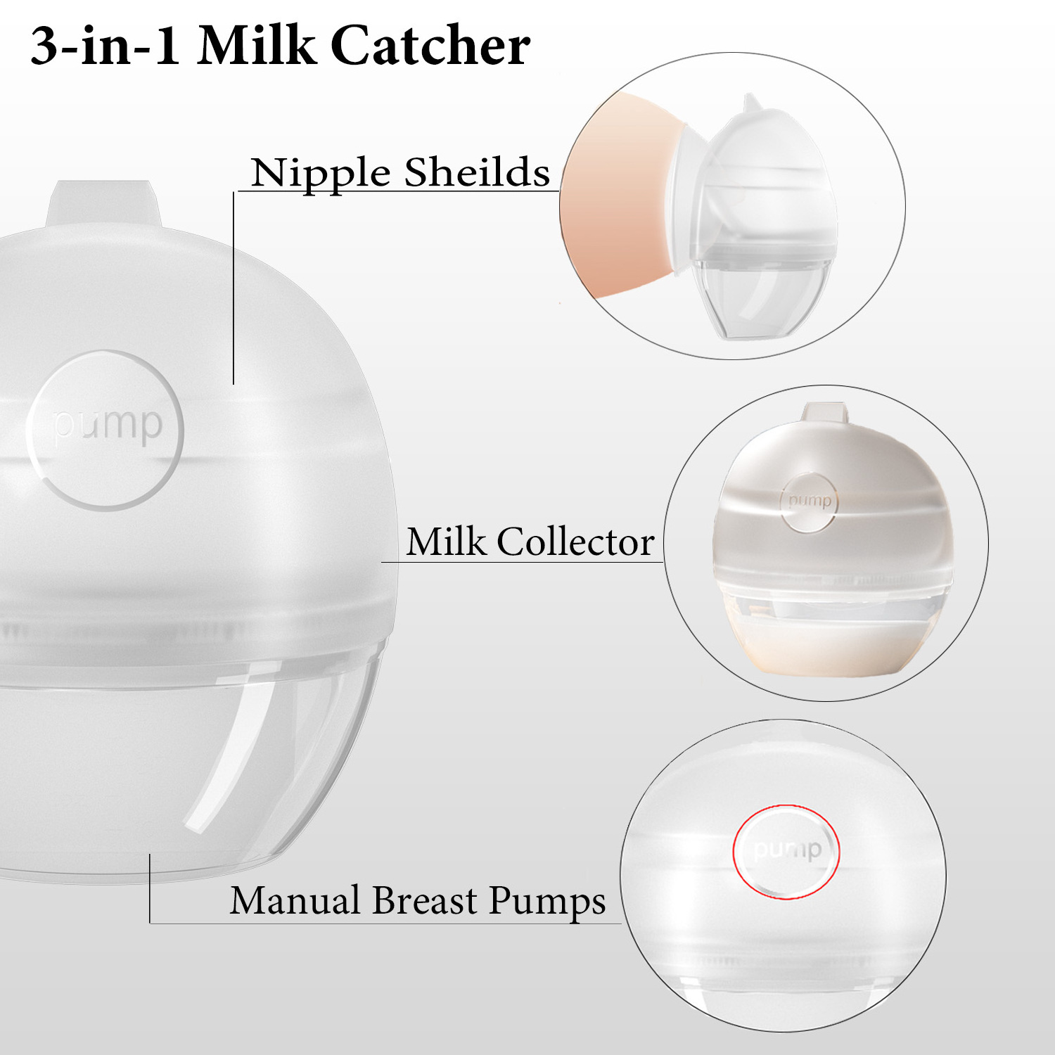 Hands Free Baby Suction Manual Breast Pump Portable Silicone Baby Milk Collector Bra Insert Wearable Breast Milk Collector