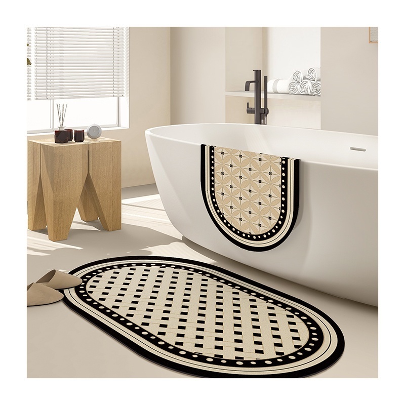 American retro home design luxury carpet Custom bathroom diatom mud mat absorbent rug