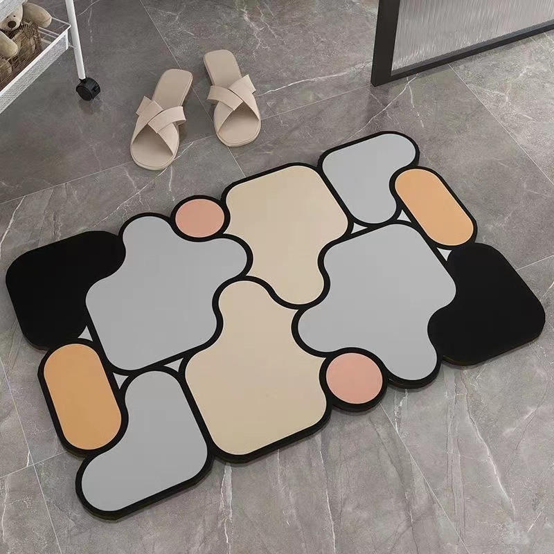 2023 Wholesale 3d carpet Non-slip absorbent bathroom diatom mud mat Custom popular color home door mat