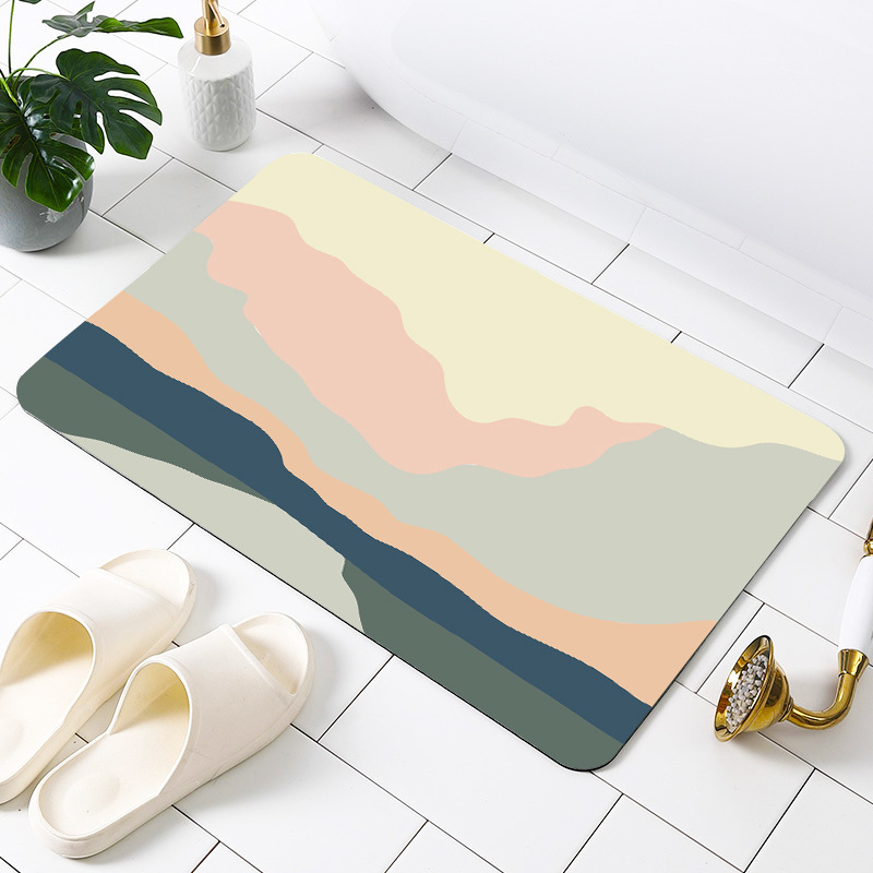 Nordic Thin Bath Mat Non-slip Bathroom Rug Super Absorbent Diatomite Fast Drying Shower Floor Pad for Bathtub Kitchen