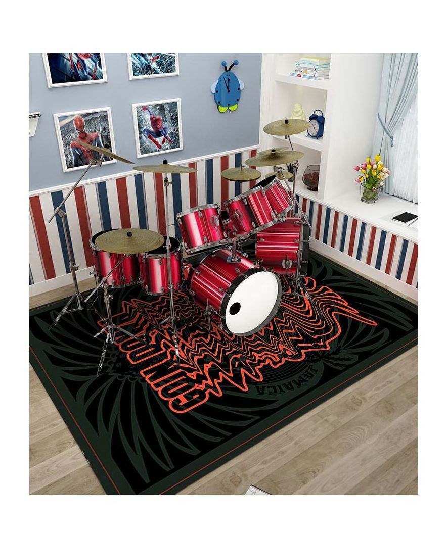 On-Stage DrumFire Non Slip Drum Mat Game Room Soundproof Mat Music Area Rug Drum Set Vintage