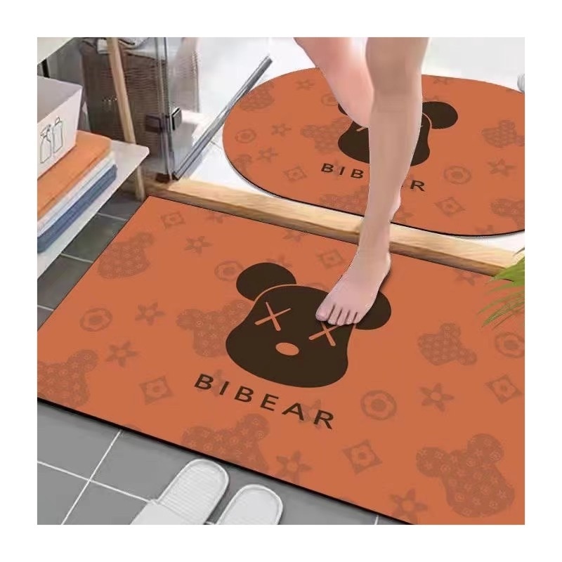 Hot sale bath rug home Custom logo desgin carpet bathroom diatom mud mat absorbent doormat