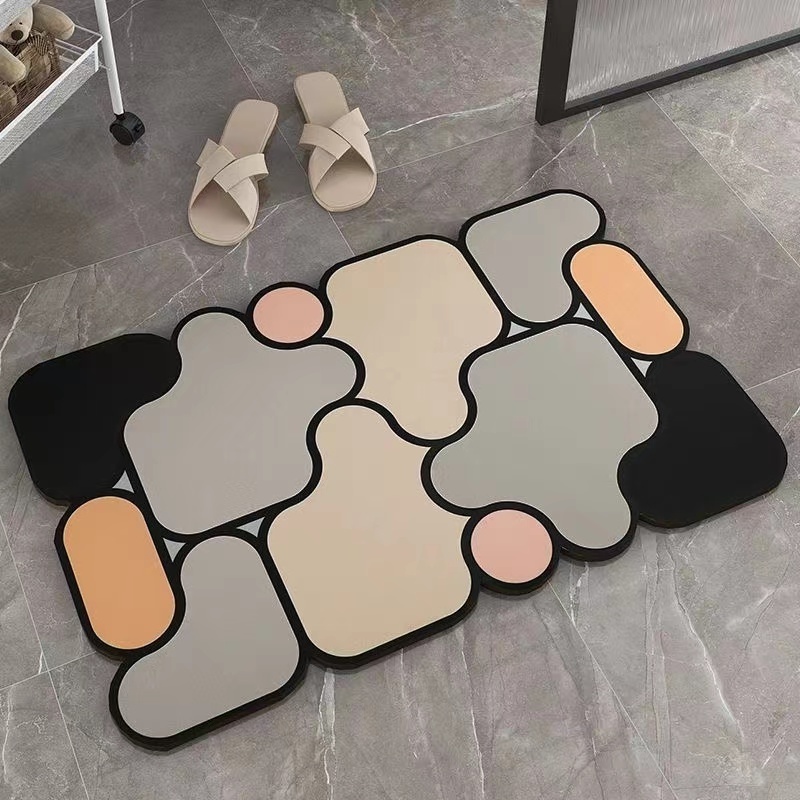 2023 Wholesale 3d carpet Non-slip absorbent bathroom diatom mud mat Custom popular color home door mat