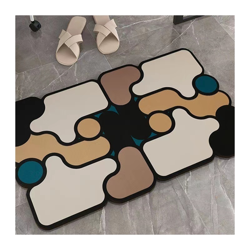 2023 Wholesale 3d carpet Non-slip absorbent bathroom diatom mud mat Custom popular color home door mat