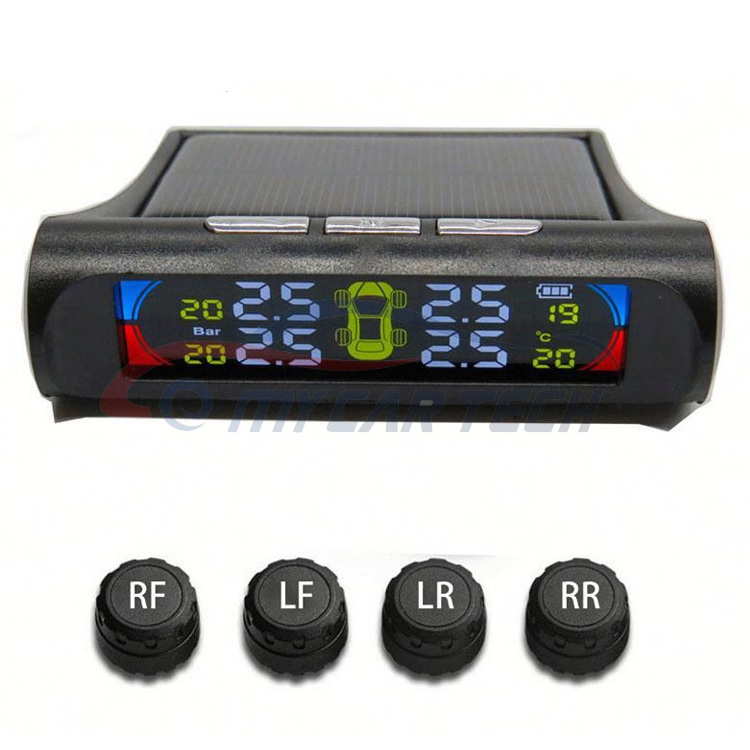 Wireless Solar USB Car Tire Pressure Monitoring System+4 Sensor LCD Display solar tpms monitor