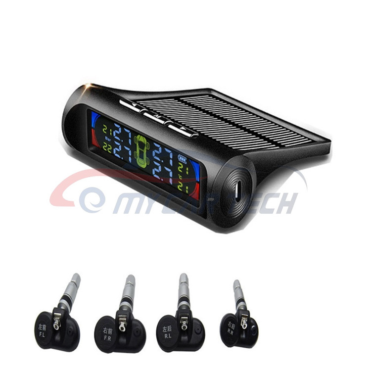 Wireless Solar USB Car Tire Pressure Monitoring System+4 Sensor LCD Display solar tpms monitor