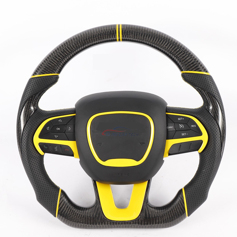 Sports Style Private Customization Yellow for Dodge Challenger Carbon Fiber Steering Wheel Hot Sale