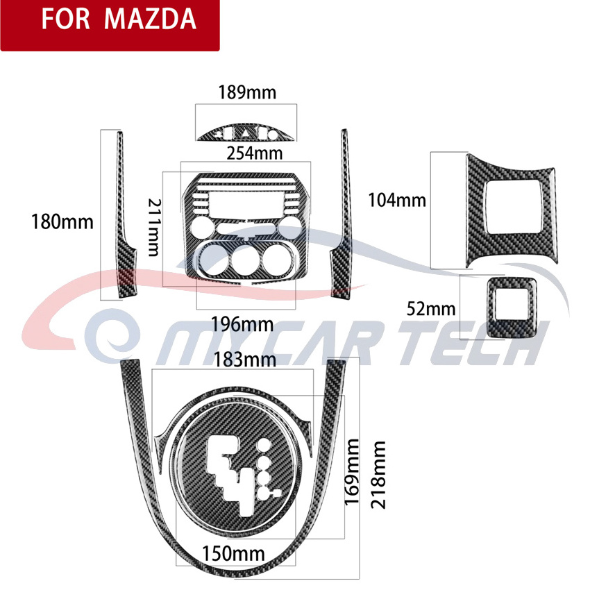 interior carbon fiber central dashboard door trim rear conditioning out let panel frame sticker trim for MAZDA MX5 NC2-3