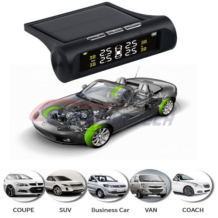 USB Solar Wireless Car TPMS Tire Pressure Monitor System w/4  Sensors solar tpms monitor