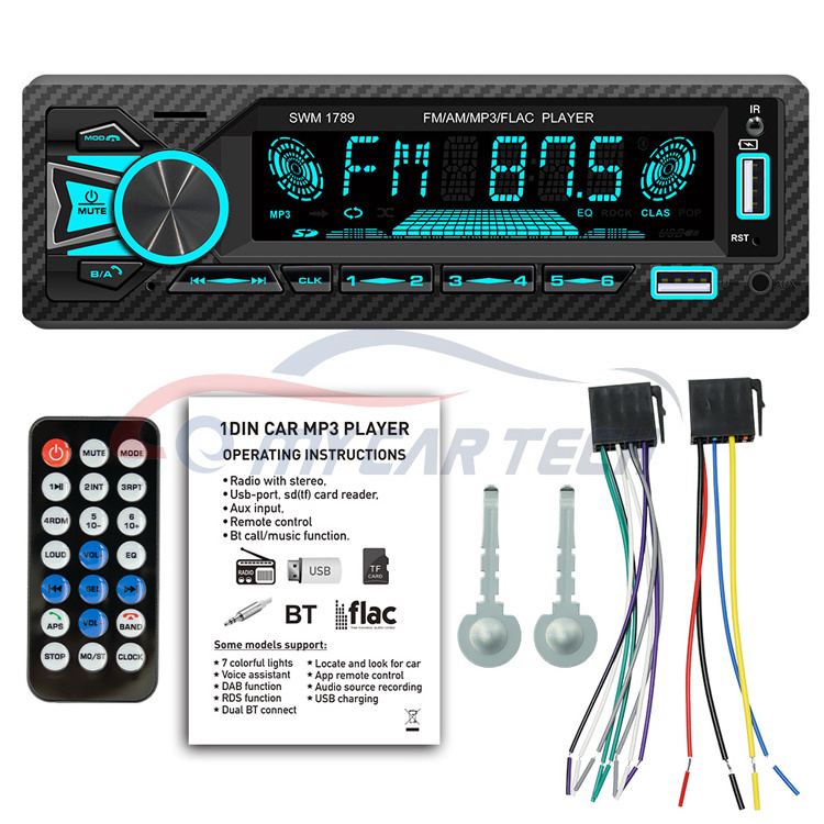 Car Audio 2 Usb 1 Din Stereo Aux-in Mp3 AM FM Receiver Sd Audio Double Bt 5.1 Car Mp3 Player car locate AI Voice control