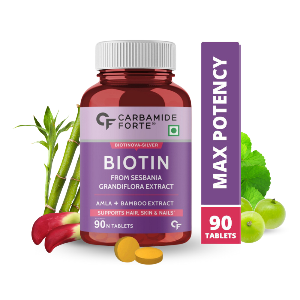 Biotin Tablets with Sesbania Grandiflora Extract with Amla, Brahmi, Bamboo extract for healthy hair, nails, skin, metabolism