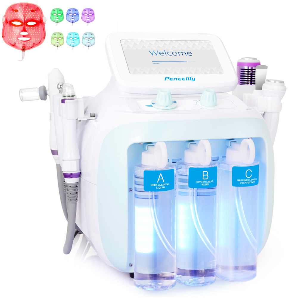 Peneelily Pro Hydrodermabrasion Facial Machine Hydro Facial Ultrasonic Bio Skin Scrubber Hot Cold Care Beauty Spa Skin Scrubber