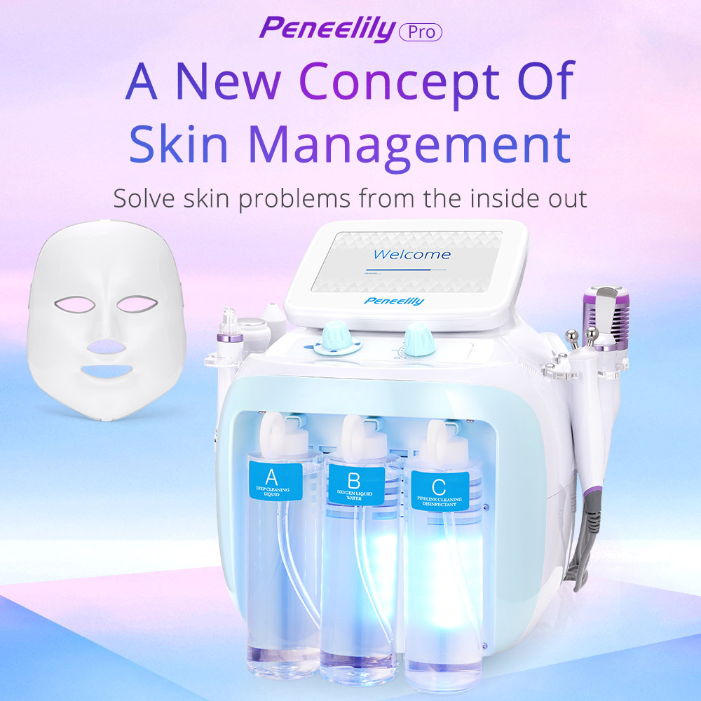 Peneelily Pro Hydrodermabrasion Facial Machine Hydro Facial Ultrasonic Bio Skin Scrubber Hot Cold Care Beauty Spa Skin Scrubber