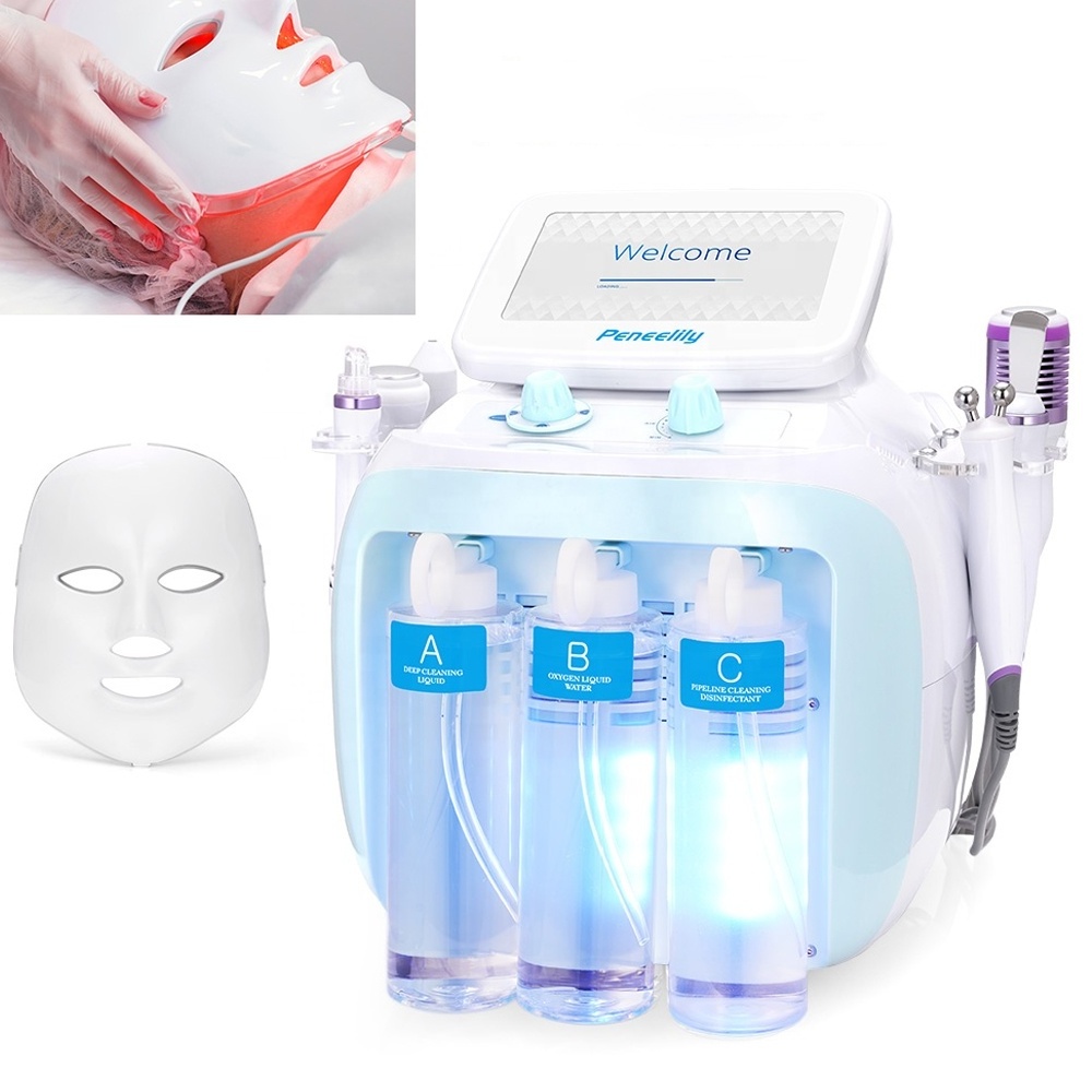 Peneelily Pro Hydrodermabrasion Facial Machine Hydro Facial Ultrasonic Bio Skin Scrubber Hot Cold Care Beauty Spa Skin Scrubber