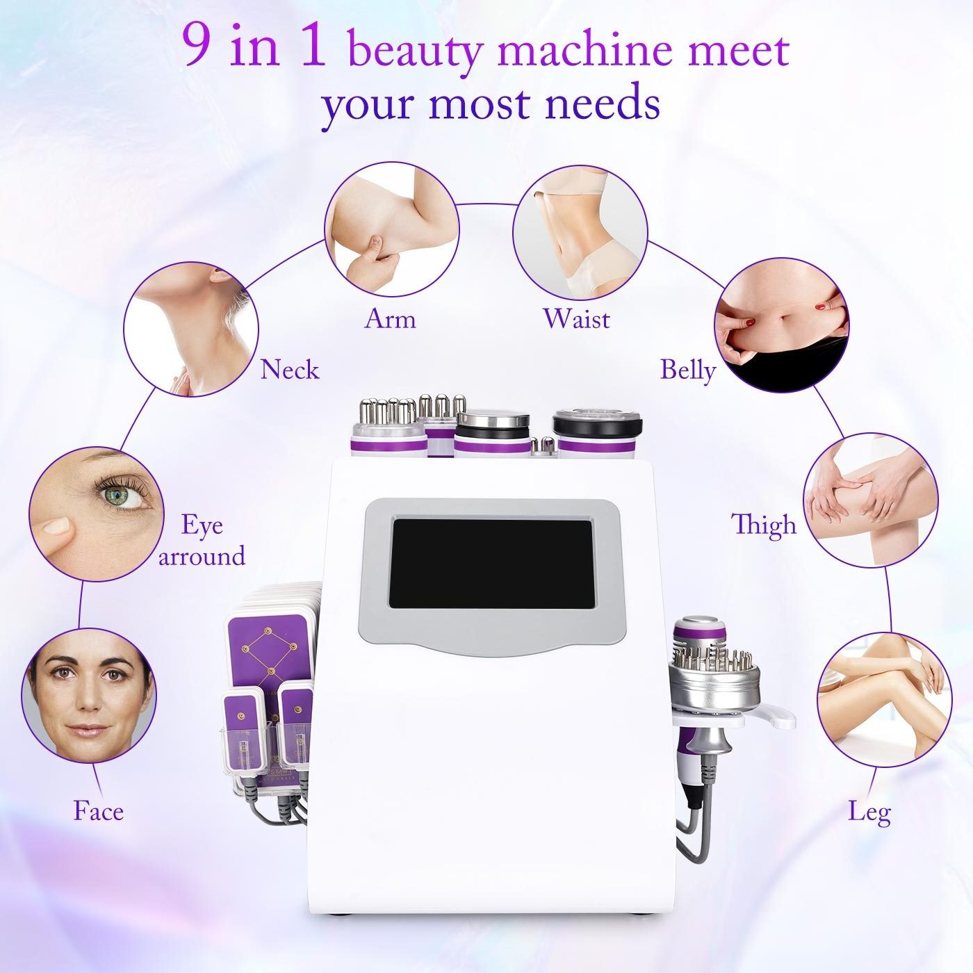 Newest Vacuum Slimming Weight Loss 9 in 1 Cavi+Lipo+RF+Vacuum 40K Cavi Machine