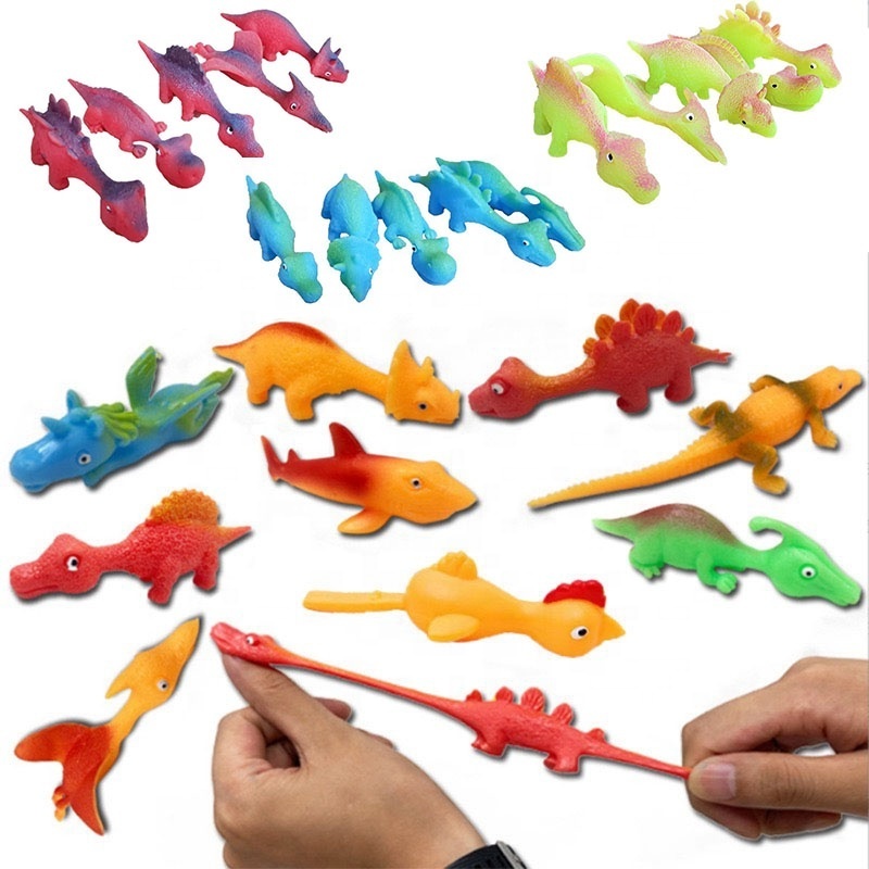 TPR Slingshot Dinosaur Finger Toys For Flying Games and Party Favors