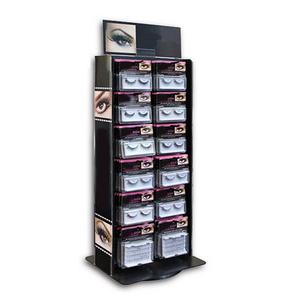 custom Acrylic cosmetic eyelash black vertical display rack stand for mall store