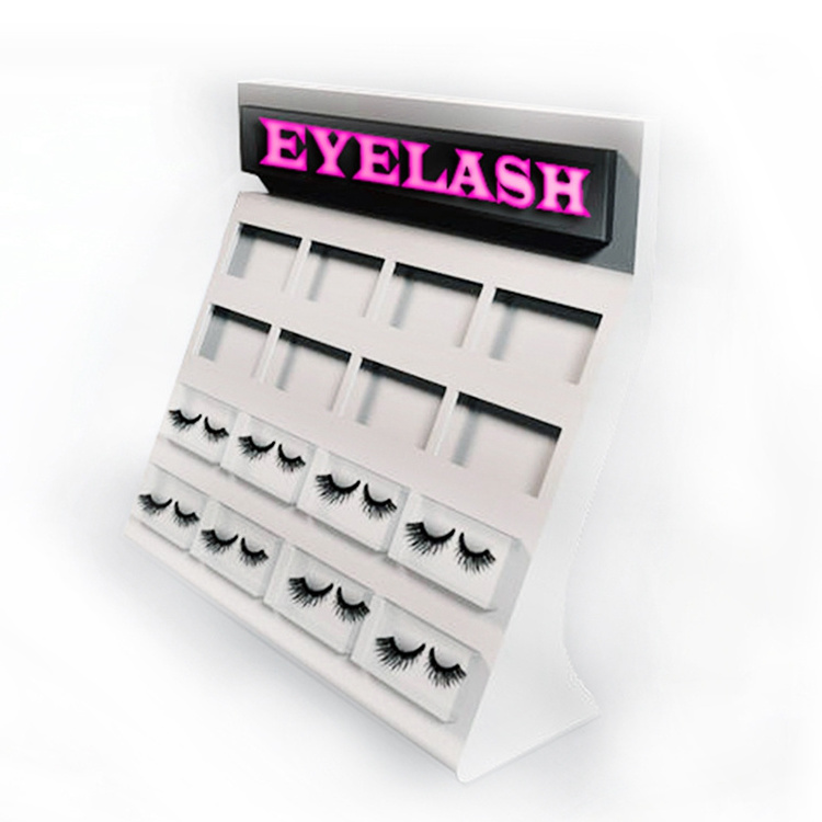 custom Acrylic cosmetic eyelash black vertical display rack stand for mall store