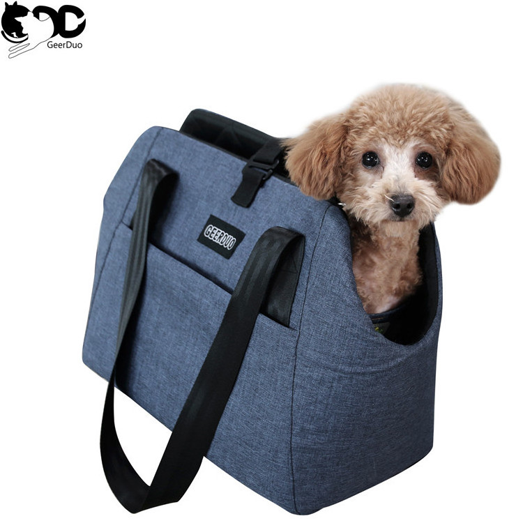 GeerDuo Pet Portable Airline Approved Soft-Sided Heating Small Dog Cat Travel Purse Carrier Tote Shoulder Bag with Pocket