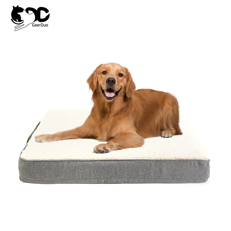 GeerDuo Pet Soft Machine Washable Plush Egg Foam Support Cover Removable Orthopedic Dog Cushion Bed