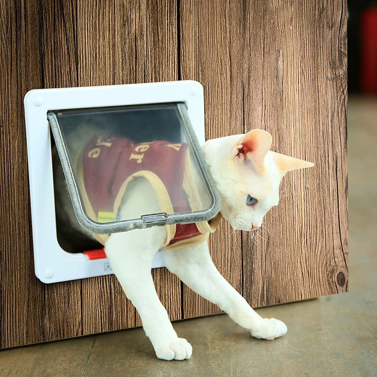 Durable Frame Smart Interior Exterior 4 Way Locking Security Pet Dog Cat Hatch Window Wall Sliding Flap Door