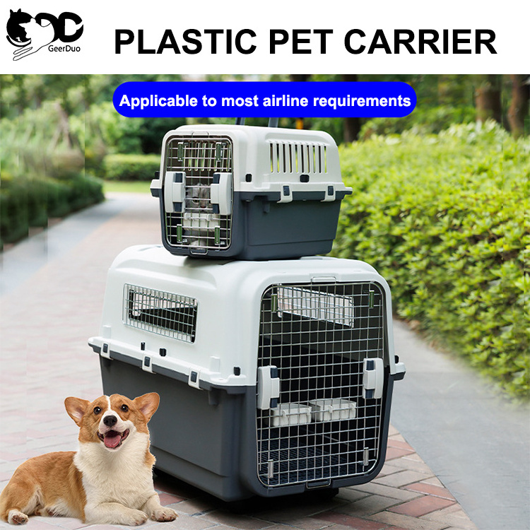 GeerDuo Wholesale Multi-size Airline Approved Heavy Duty Plastic Pet Cat Dog Outdoor Travel Kennel Carrier Crate Cage