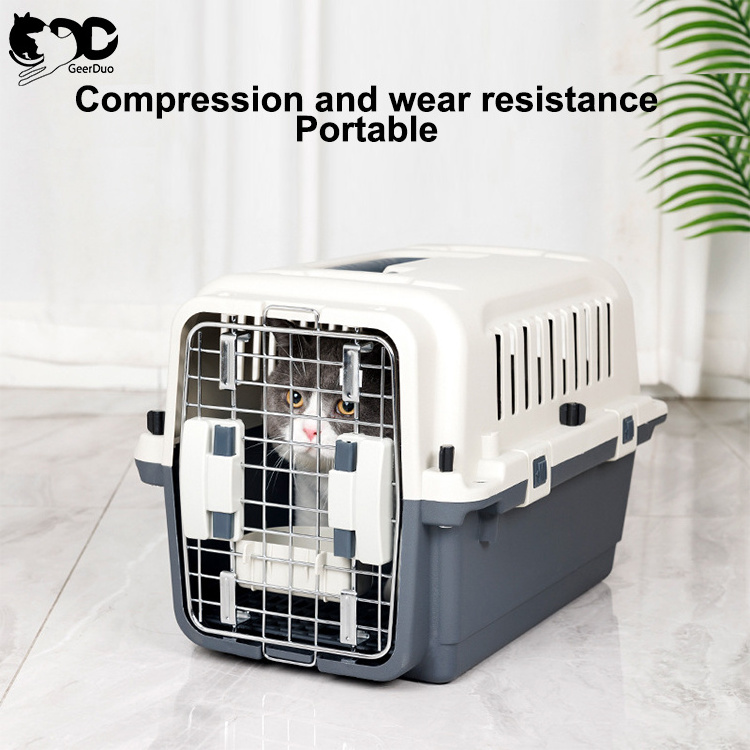 GeerDuo Wholesale Multi-size Airline Approved Heavy Duty Plastic Pet Cat Dog Outdoor Travel Kennel Carrier Crate Cage