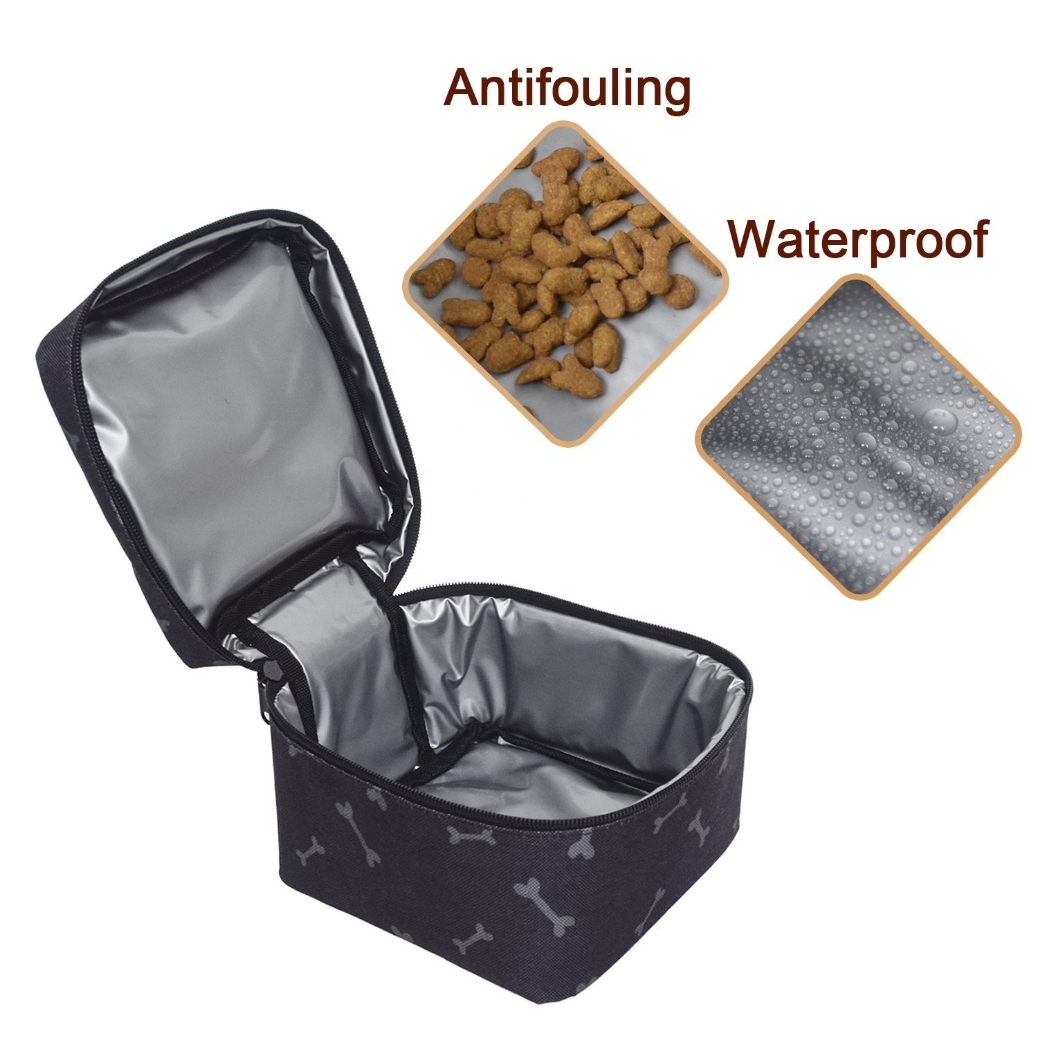 Portable Airline Approved Weekend Travel Set 2 Food Container Pet Dog Travel Organizer Bag with Multi-function Pockets