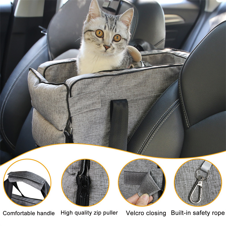 GeerDuo OEM ODM Interactive Pet Dog Car Armrest Booster Center Console Seat Safety Tethers Travel Carrier with Removable Bed