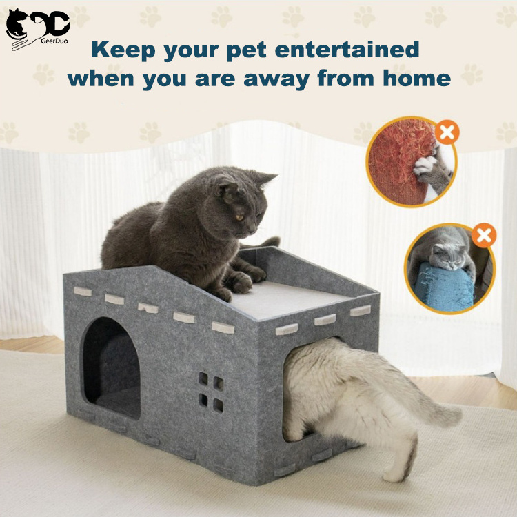 GeerDuo Wholesale Customer Detachable Durable Comfortable Large Felt Pet Cat Cave Nest House