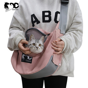 Geerduo Pet Outdoor Portable Collapsible Breathable Transparent Travel Hiking Walking Cat Carrier Bag for Small Puppy and Bunny