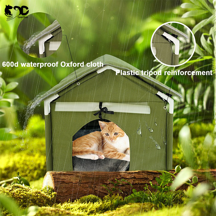 GeerDuo ODM OEM Outdoor Stable Safe Portable Waterproof Winter Warm Pet Cat Dog House Shelter Kennel For Stray Animals