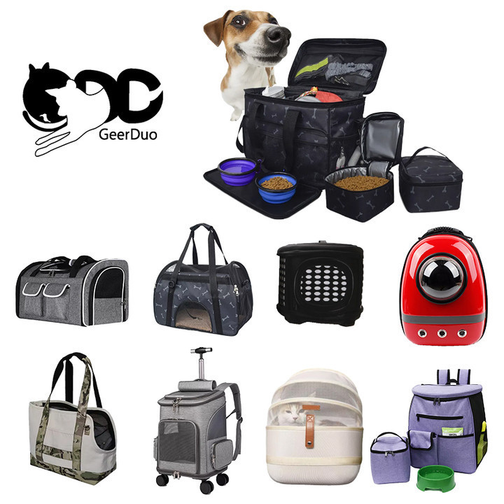 Portable Airline Approved Weekend Travel Set 2 Food Container Pet Dog Travel Organizer Bag with Multi-function Pockets