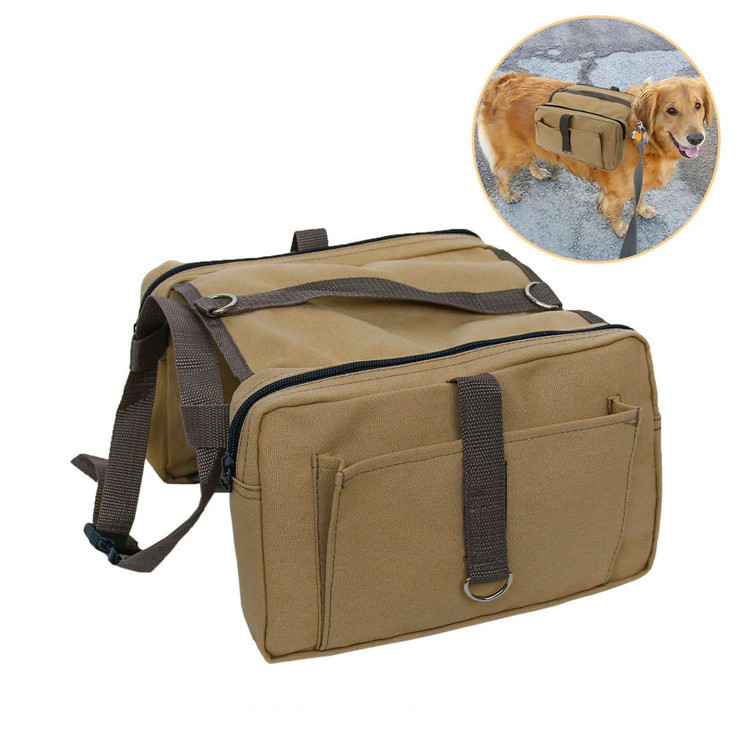 Durable Canvas Dog Carrier Travel Backpack Camping Hiking Backpack Saddle Bag Rucksack for Large Medium Small Dog