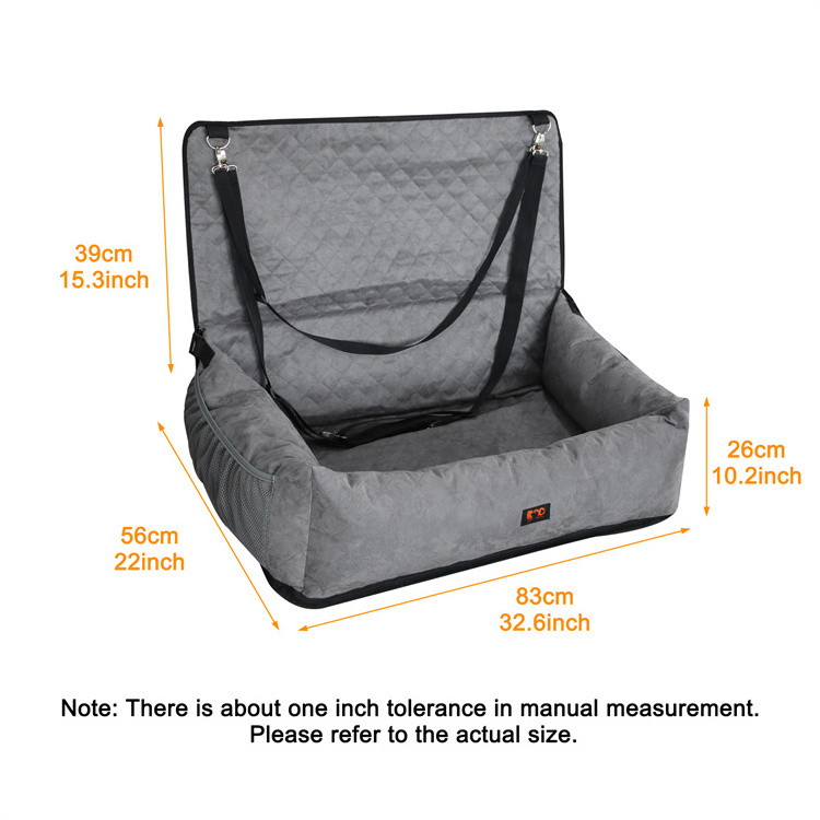 GeerDuo Detachable Washable Soft Suede Big Dog Safety Car Back Booster Seat For Large Dogs Pet Backseat Cover Travel Bed Cushion