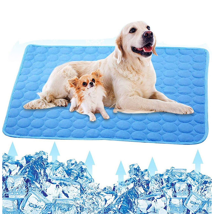 Multi-function Summer Soft Self Cooling Breathable Machine Washable Pet Dog Cat Ice Silk Mat For Floor Bed Car Seat