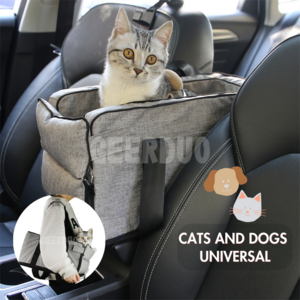 GeerDuo OEM ODM Interactive Pet Dog Car Armrest Booster Center Console Seat Safety Tethers Travel Carrier with Removable Bed