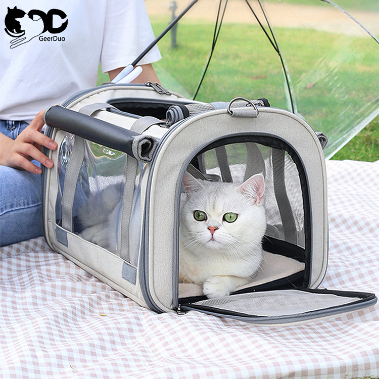 Geerduo Pet Soft Sided Collapsible Airline Approved Small Dog Puppy Mesh Travel Privacy Protection Cat Carrier Bag