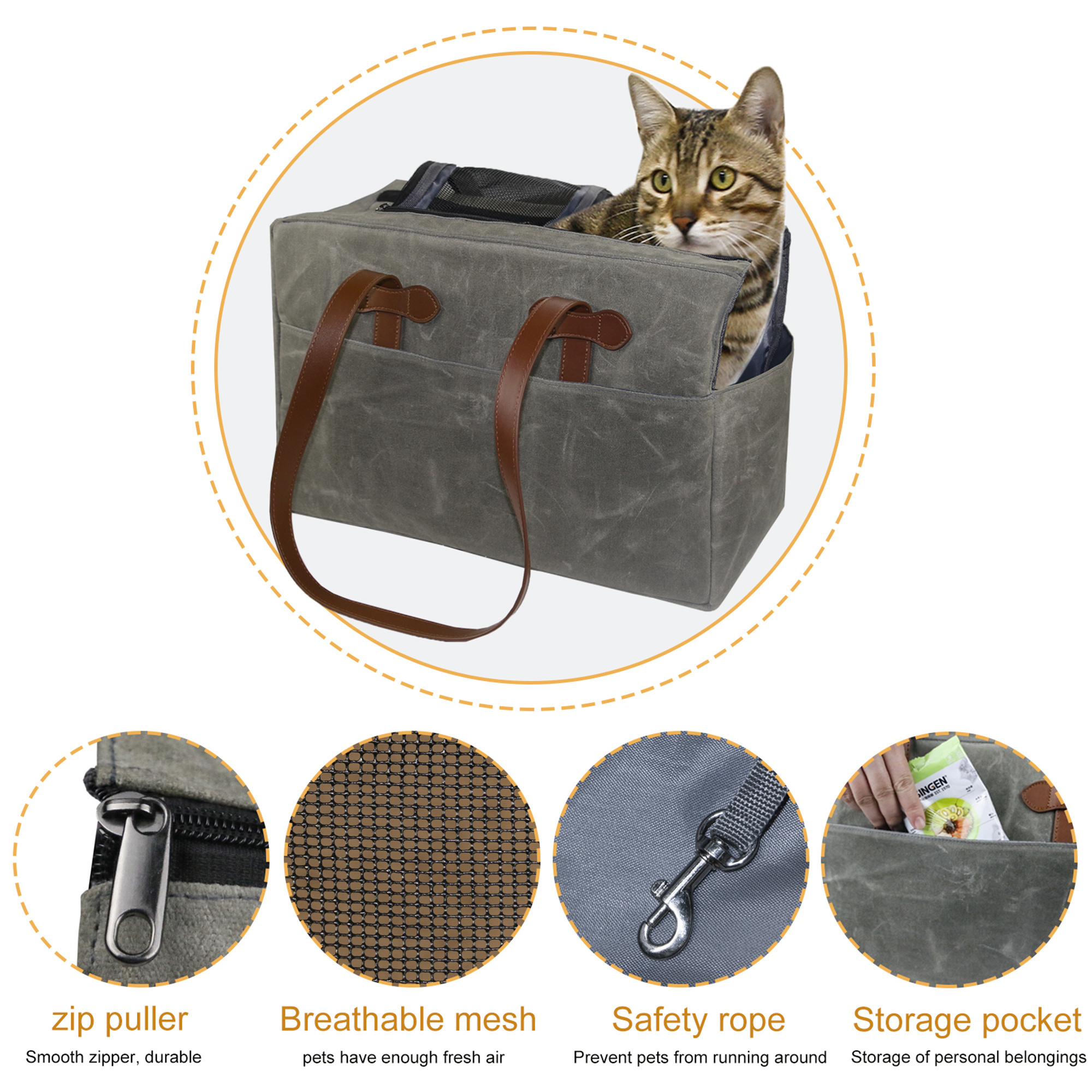 Geerduo ODM OEM Durable Wholesale Waterproof Waxed Canvas Outdoor Sling Pet Dog Cat Carrier Tote Bag For Travel