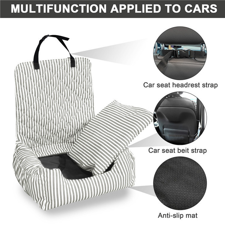 Portable Luxury Soft Pet Dog Car Front Booster Seat Travel Carrier Bed Soft with Storage Pockets for Car