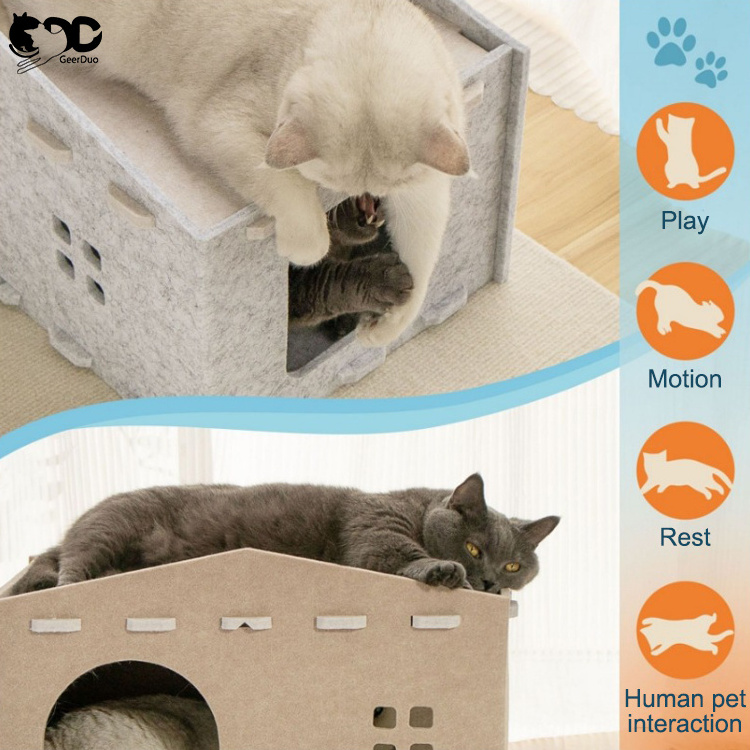 GeerDuo Wholesale Customer Detachable Durable Comfortable Large Felt Pet Cat Cave Nest House