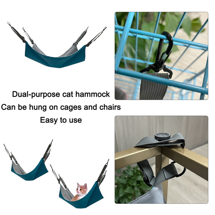 Comfortable Soft Reversible Breathable Pet Cage Hammock Swing with Adjustable Straps Modern Hammock Cat Hanging Bed