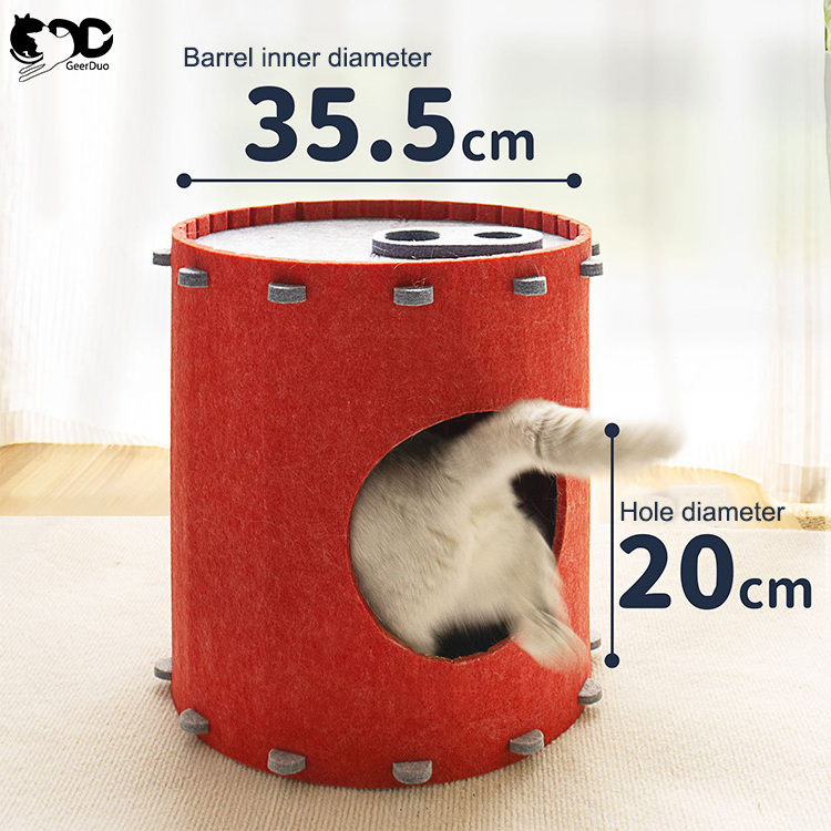 GeerDuo Pet Can Shaped Felt Kitten Bed Cat Cave House with Can Pull Ring for Indoor Cats