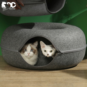 Geerduo Cute Donut Custom Luxury Large Color Felt All Season Zipper Pet Tunnel Bed House Nest For Dog Cat