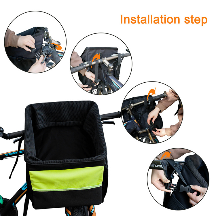 Multifunctional Custom Outdoor Travel Bicycle Front Basket Bag Dog Booster Car Seat Bike Pet Carrier Bag