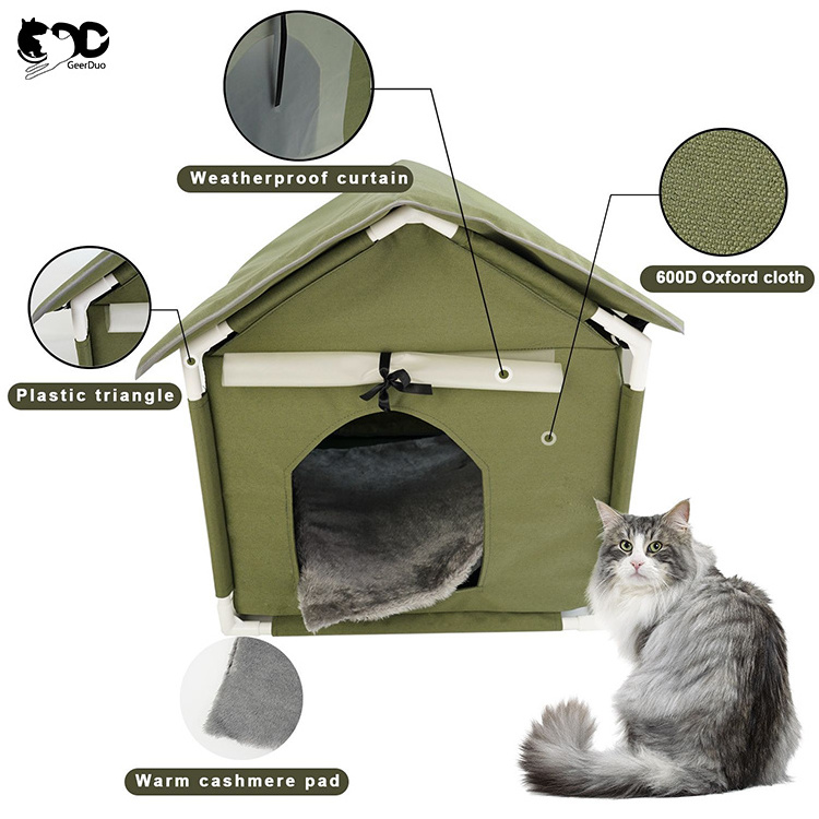 GeerDuo ODM OEM Outdoor Stable Safe Portable Waterproof Winter Warm Pet Cat Dog House Shelter Kennel For Stray Animals